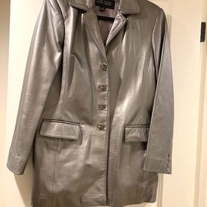Leather Ellen Tracy  Metallic  Silver Jacket